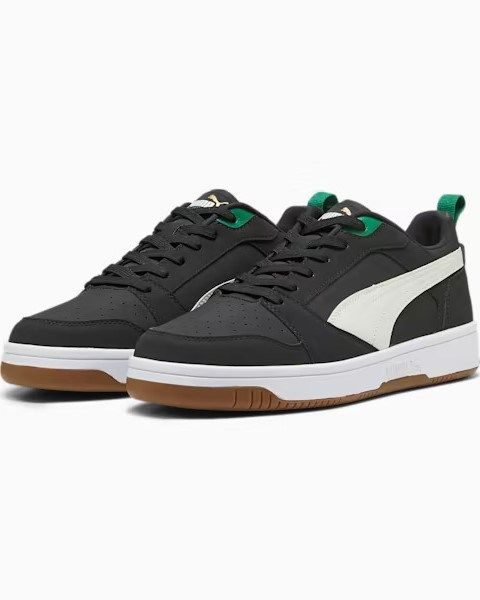 Prodotto: PUMA - Sneaker da uomo nera con logo panna e dettagli oro - REBOUND V6 LOW 75 YEARS