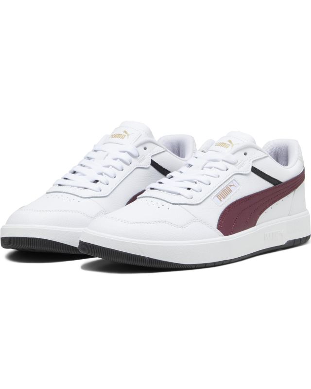 Prodotto: PUMA - Sneaker da uomo bianca in VERA PELLE con logo bordeaux - COURT ULTRA