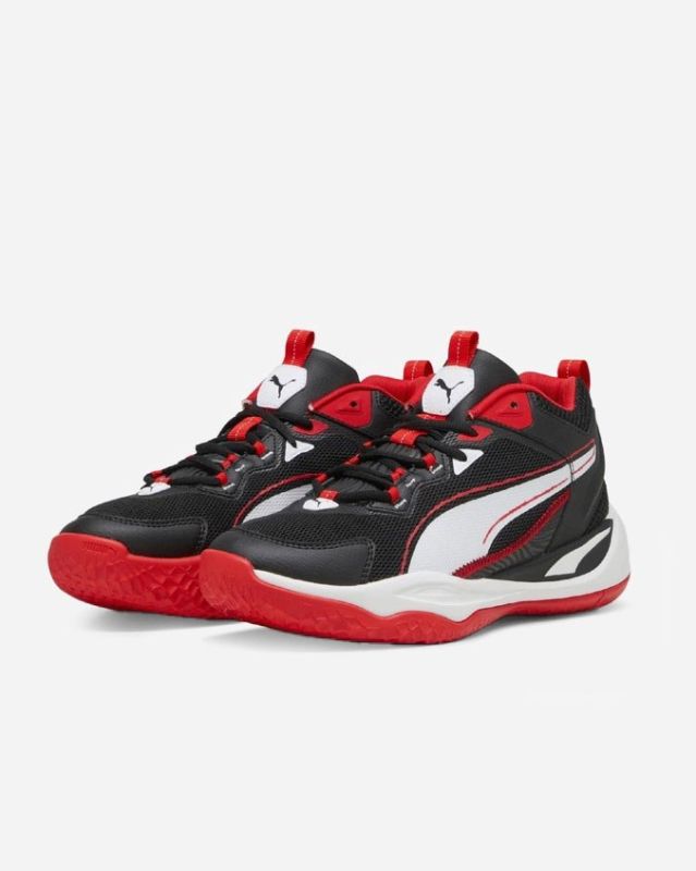 Prodotto: PUMA - Scarpa da basket uomo nera e rossa con logo bianco e soletta in memory foam - PLAYMAKER 2023