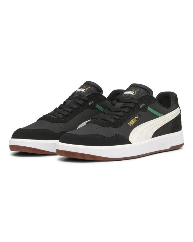 Prodotto: PUMA - Sneaker da uomo nera in VERA PELLE con logo panna - COURT ULTRA 75 YEARS