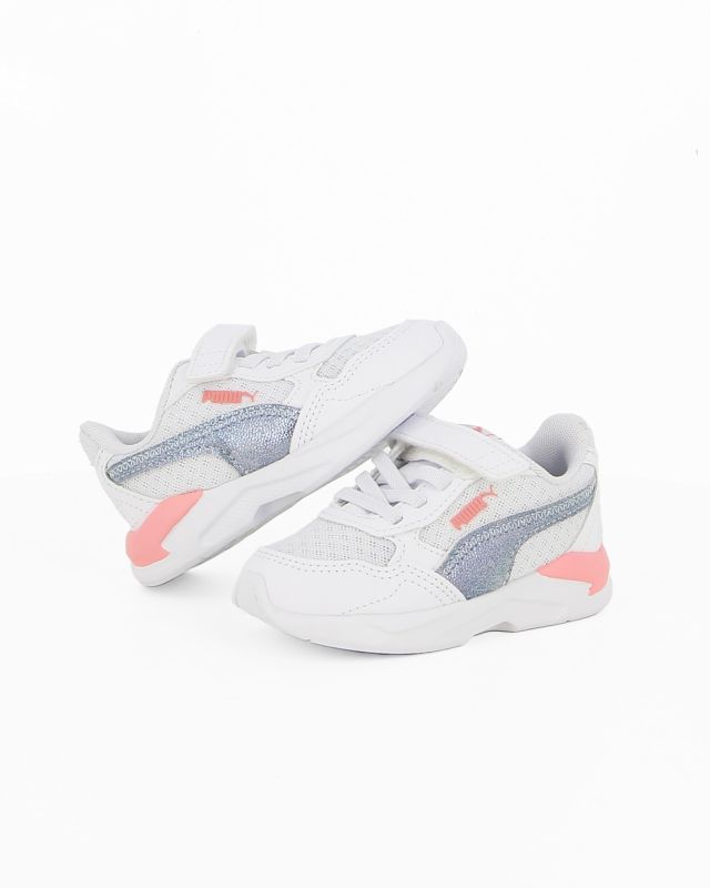 Prodotto: PUMA - Sneaker da bambina bianca e rosa con logo metallizzato e strappo, numerata 20/27 - X RAY SPEED LITE BLINK AC INF