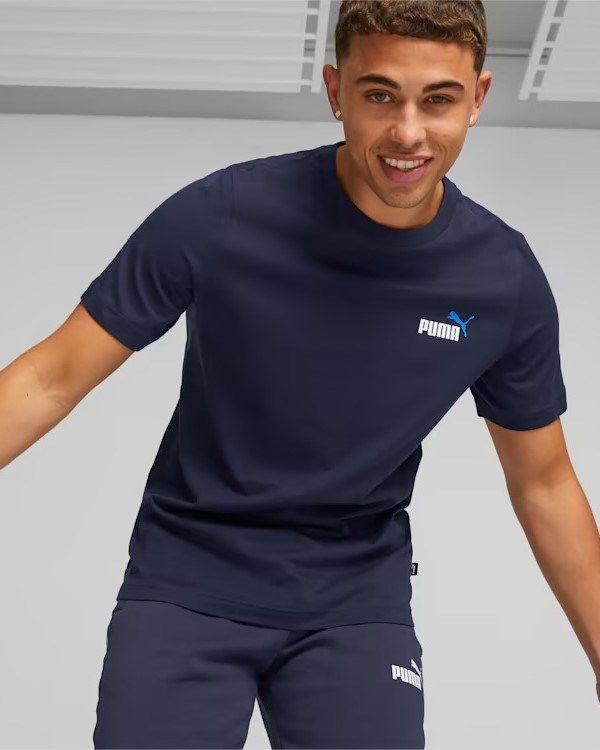 Prodotto: PUMA - T shirt da uomo blu con logo bianco e azzurro