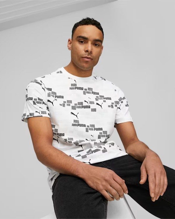 Prodotto: PUMA - T shirt da uomo bianca con stampa logo nera
