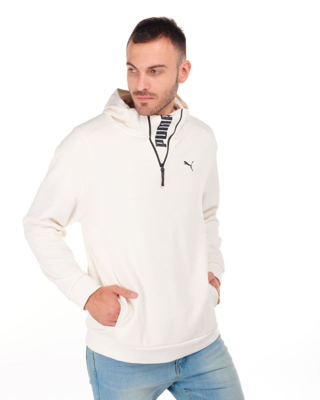 Prodotto: PUMA - Felpa da uomo bianca con cappuccio e zip frontale