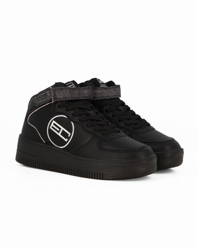 Prodotto: ENRICO COVERI SPORTSWEAR - Sneakers nera alta con strappo e patch posteriore glitterati