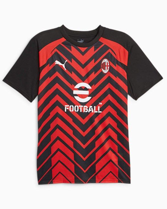 Prodotto: PUMA - T shirt da calcio uomo nera e rossa in tessuto traspirante con logo Milan - PRE MATCH JERSEY