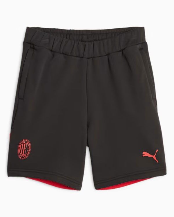 Prodotto: PUMA - Pantaloncini corti da bambino neri e rossi con logo Milan