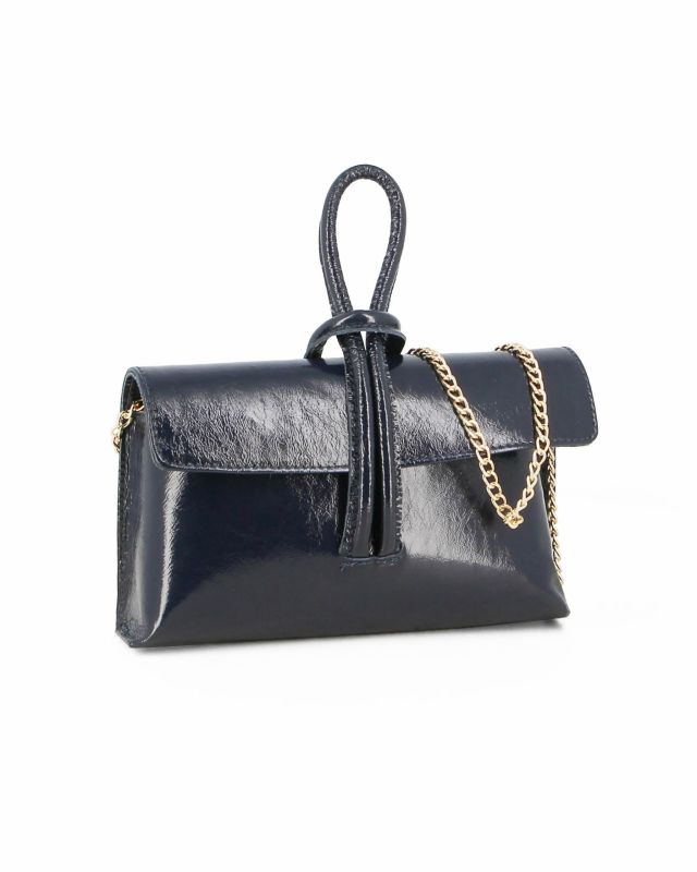 Prodotto: DIVAS - Minibag blu lucida in VERA PELLE - MADE IN ITALY