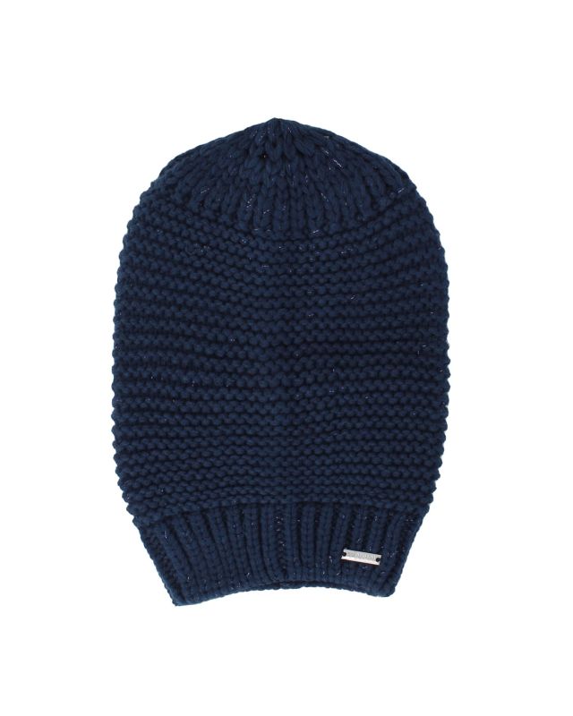 Prodotto: BRUGI - Cuffia blu a maglia da donna con fodera in pile