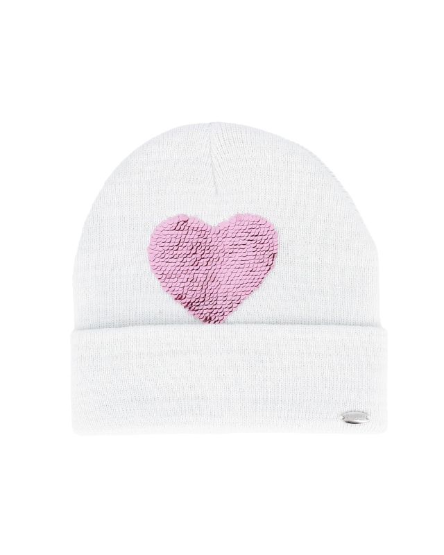 Prodotto: BRUGI - Cuffia bianca da bambina con cuore rosa in strass