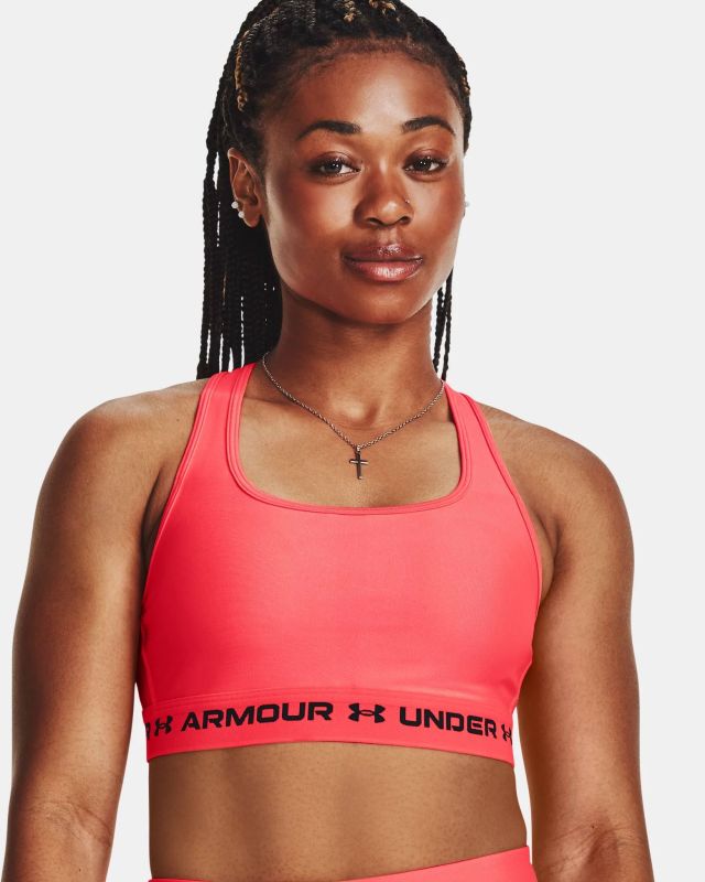 Prodotto: UNDER ARMOUR - Top arancione fluo ultra aderente in tessuto traspirante con banda logo