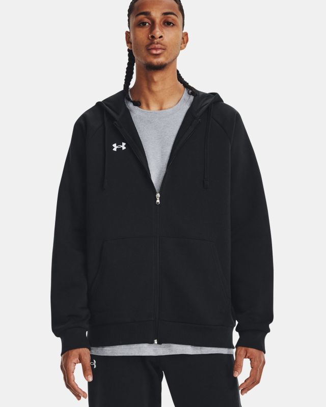 Prodotto: UNDER ARMOUR - Felpa da uomo nera con zip frontale e cappuccio