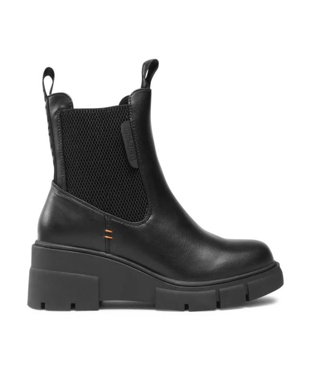 Prodotto: REFRESH - Tronchetto nero con zip laterale e zeppa 6CM