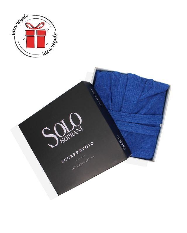 Prodotto: SOLO SOPRANI - Accappatoio unisex con cappuccio blu