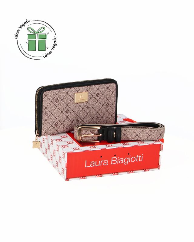 Prodotto: LAURA BIAGIOTTI - Cofanetto regalo composto da cinta e portafoglio loggato nero