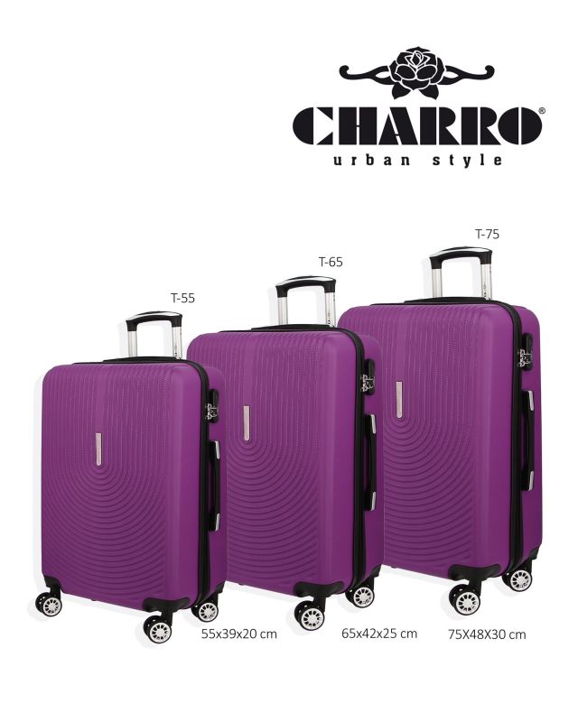 Prodotto: CHARRO - TROLLEY VIOLA IN ABS CON RIGHE CURVE