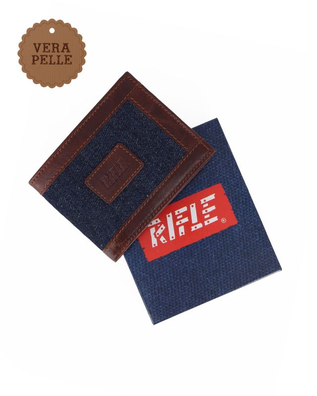 Prodotto: RIFLE - Portafoglio da uomo jeans/cuoio in VERA PELLE