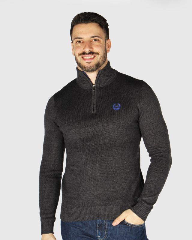 Prodotto: GIANMARCO VENTURI - Maglione mezza zip antracite da uomo