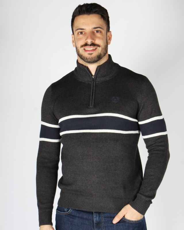 Prodotto: GMV - MAGLIONE MEZZA ZIP ANTRACITE E BLU NOTTE DA UOMO