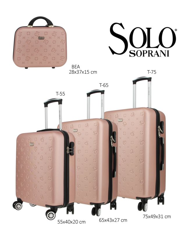 Prodotto: SOLO SOPRANI - TROLLEY ROSE GOLD IN ABS 4 RUOTE DOPPIE CON STAMPA LOGO