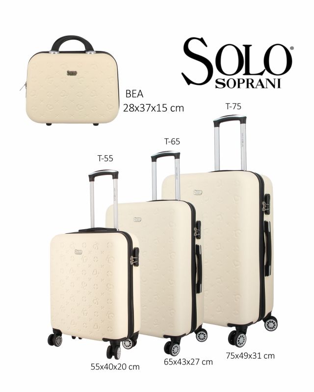 Prodotto: SOLO SOPRANI - TROLLEY BEIGE IN ABS 4 RUOTE DOPPIE CON STAMPA LOGO