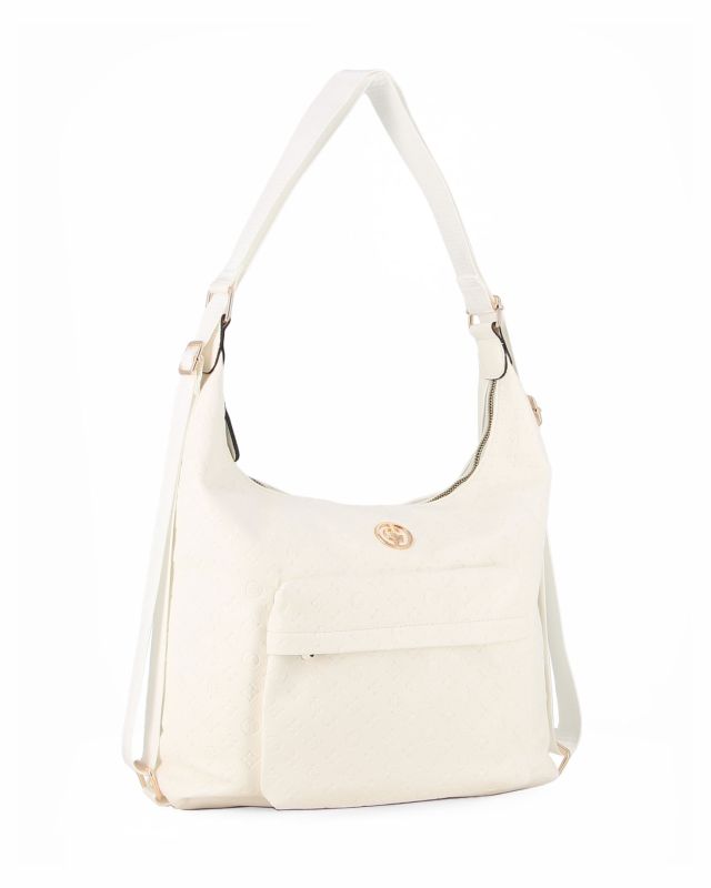 Prodotto: JUST GOLF - Borsa/zaino bianca loggata con tasca frontale