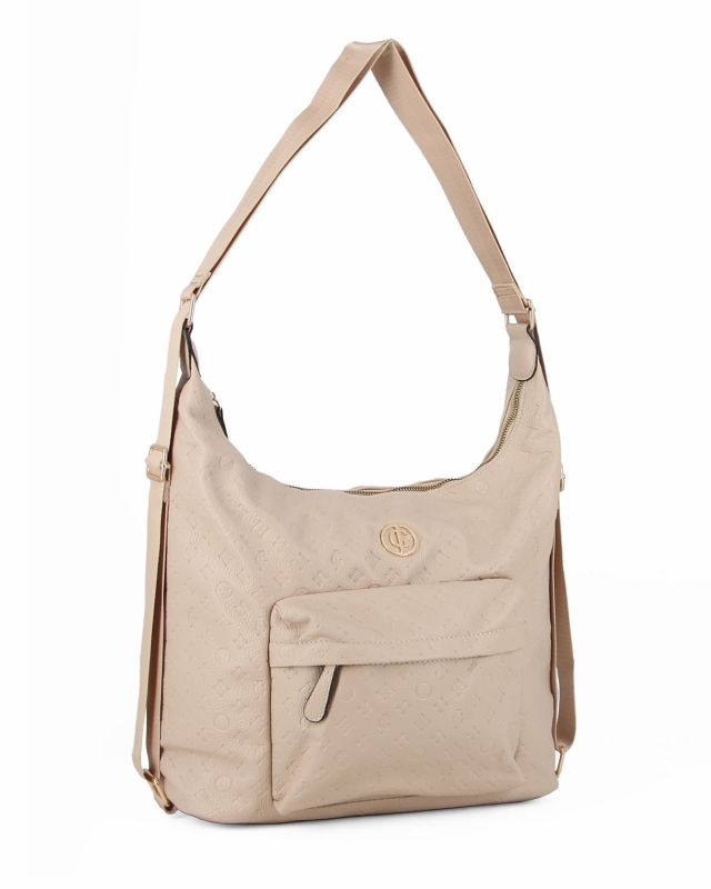 Prodotto: JUST GOLF - Borsa/zaino beige loggata con tasca frontale