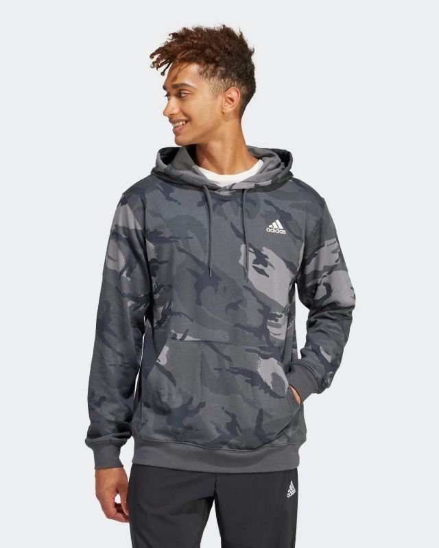 Prodotto: ADIDAS - M BL CAMO HD - Felpa da uomo nera camouflage con cappuccio e logo bianco - IS2021
