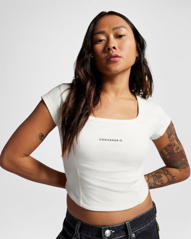 Prodotto: CONVERSE - TOP WORDMARK CORSET TOP BIANCO DA DONNA - 10026506_A02