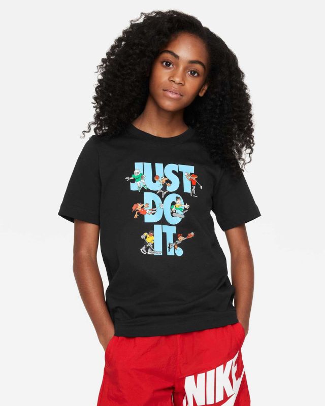Prodotto: NIKE - T shirt nera  da bambino con stampa logo frontale