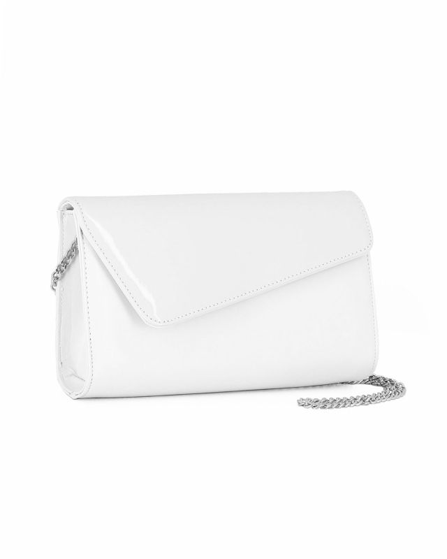 Prodotto: ANNES NICOLE - Pochette bianca con patta in vernice, MADE IN ITALY