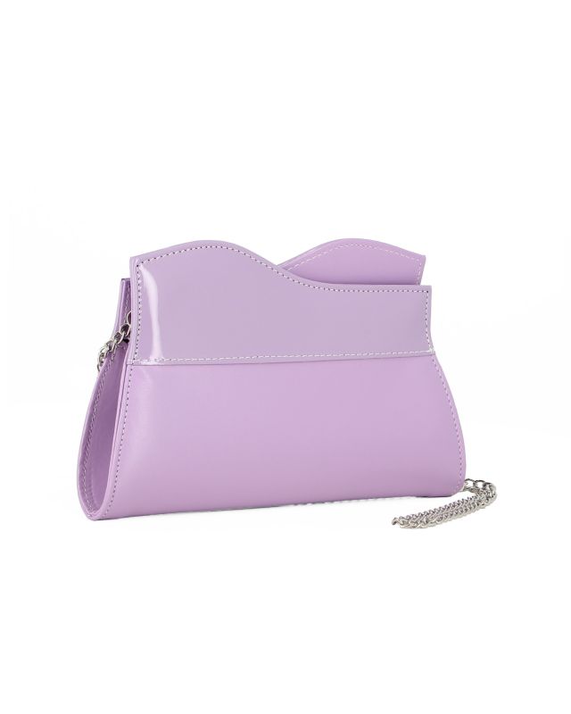 Prodotto: ANNES NICOLE - Pochette lilla con bordo ondulato in vernice, MADE IN ITALY