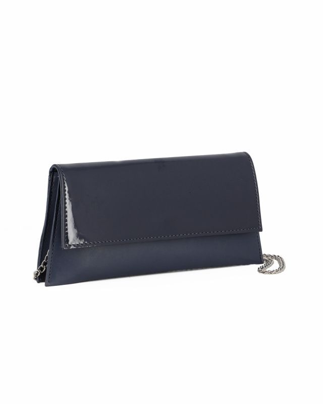 Prodotto: ANNES NICOLE - Pochette blu con due scomparti interni e patta in vernice, MADE IN ITALY