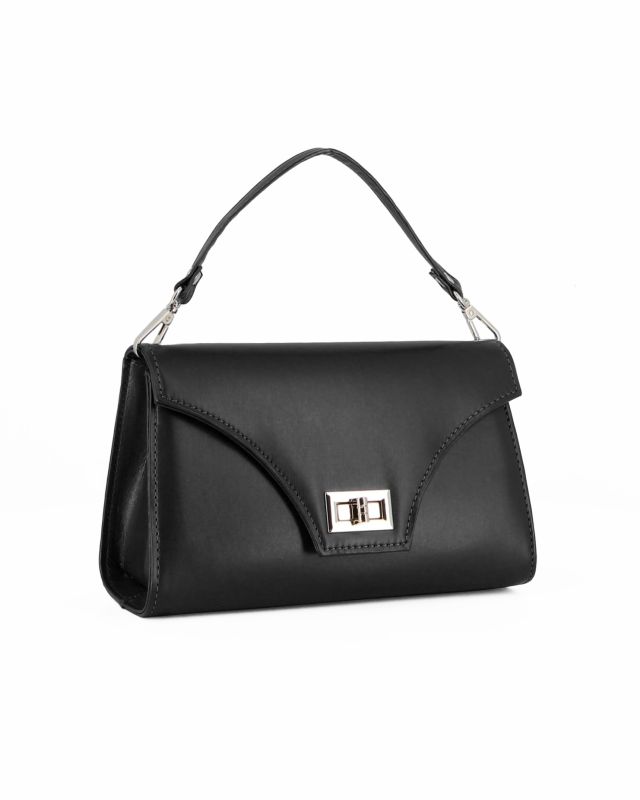 Prodotto: ANNES NICOLE - Pochette nera un manico con patta e chiusura a girello, MADE IN ITALY