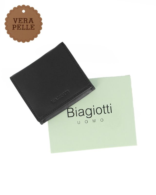 Prodotto: LAURA BIAGIOTTI - Portafoglio nero da uomo in VERA PELLE