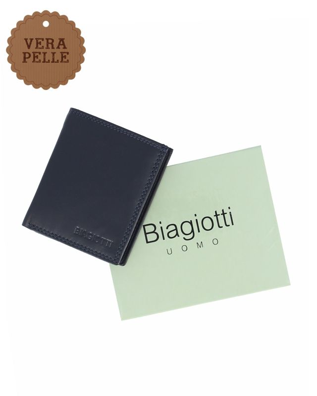 Prodotto: LAURA BIAGIOTTI - Portafoglio blu da uomo in VERA PELLE