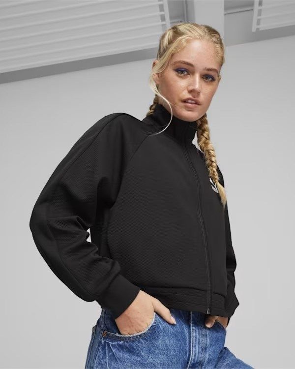 Prodotto: PUMA T7 TRACK JACKET - Felpa nera da donna con logo bianco - 624211-01