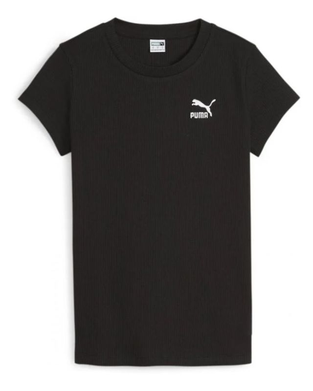 Prodotto: PUMA - T-SHIRT DA DONNA NERA CLASSICS RIBBED SLIM TEE - 624264-01