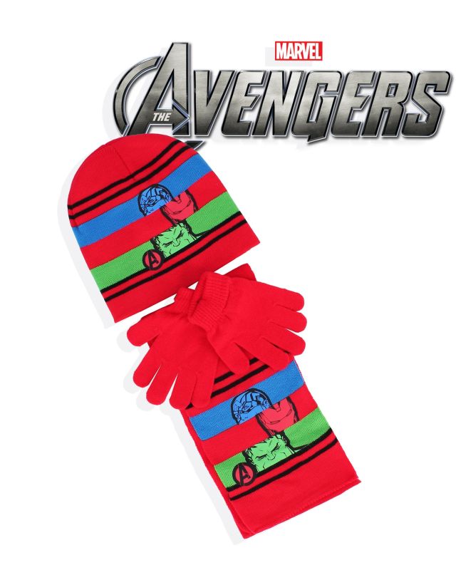 Prodotto: AVENGERS - Completo da bimbo con cappello, sciarpa e guanti rosso