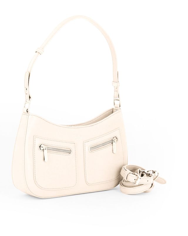 Prodotto: DAVID JONES - Borsa a spalla crema con doppia tasca frontale e tracolla removibile