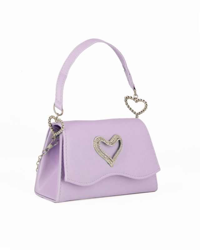 Prodotto: MISS GLOBO - Pochette lilla con patta dettaglio cuore di strass