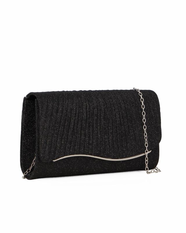 Prodotto: MISS GLOBO - Pochette nera in lurex con patta effetto onde