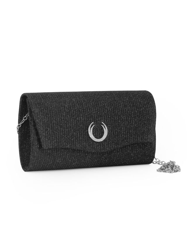 Prodotto: DIVAS - Pochette nera con patta e dettaglio di strass