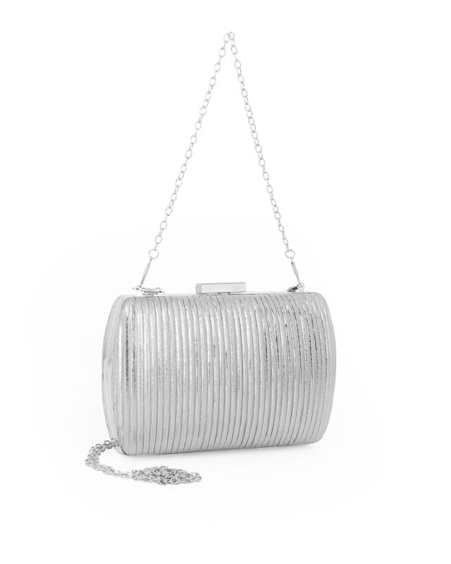Prodotto: DIVAS - Clutch argento con doppia catenella