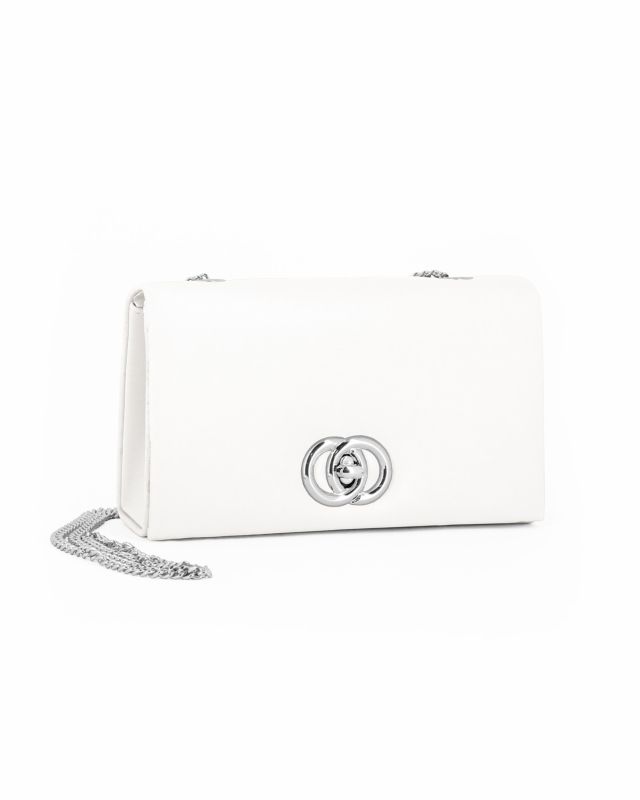 Prodotto: MISS GLOBO - Pochette bianca con patta e chiusura a girello