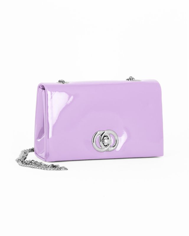 Prodotto: MISS GLOBO - Pochette lilla in vernice con patta e chiusura a girello