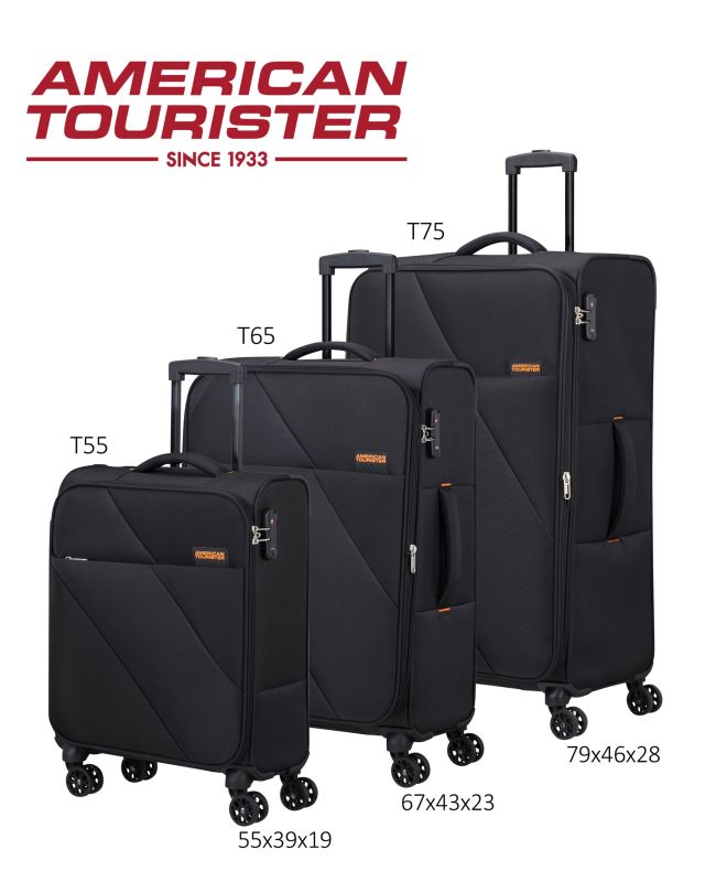 Prodotto: AMERICAN TOURISTER - TROLLEY NERO IN TESSUTO ESPANDIBILE CON LUCCHETTO TSA