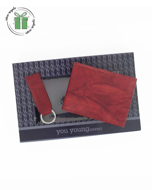 Prodotto: YOU YOUNG COVERI -  Set regalo composto da portafoglio e portachiavi mattone in VERA PELLE