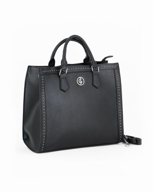 Prodotto: JUST GOLF - Borsa due manici nera con borchie e tracolla removibile