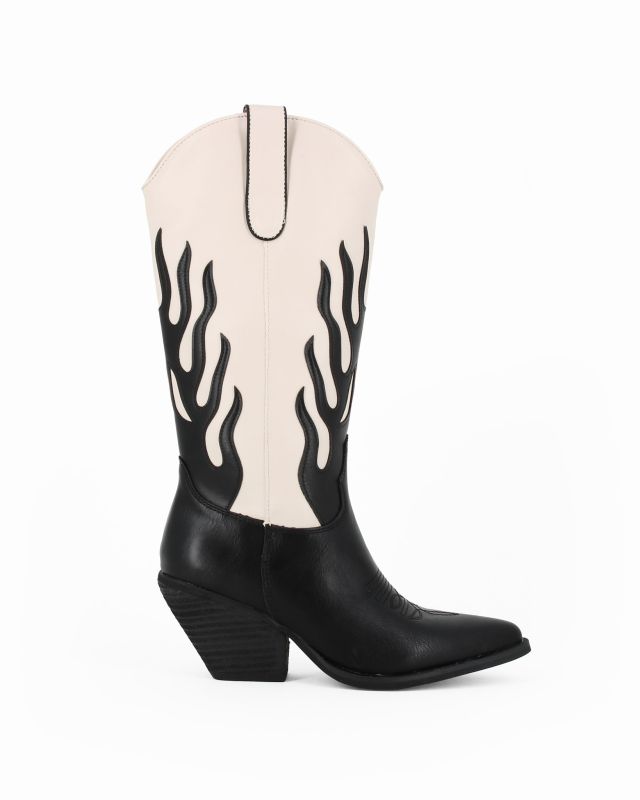 Prodotto: MISS GLOBO - Stivale texano beige e nero